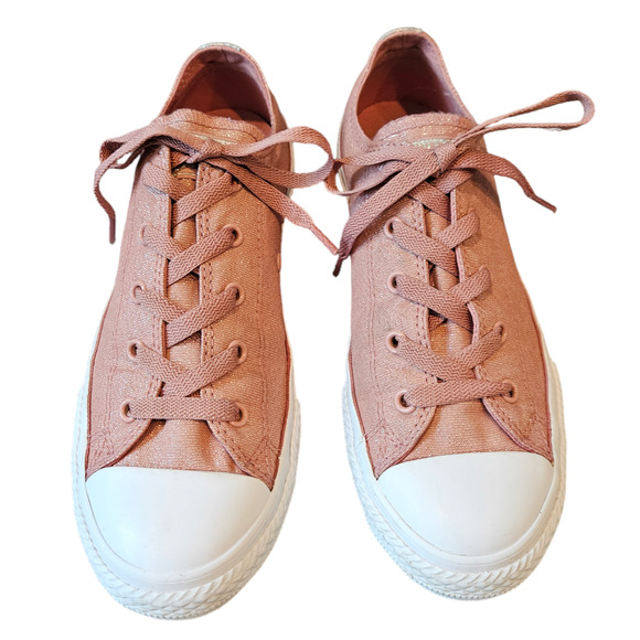 Converse Chuck Taylor All Star Ox Rust Pink Sparkles Junior Size 4 - Picture 3 of 10